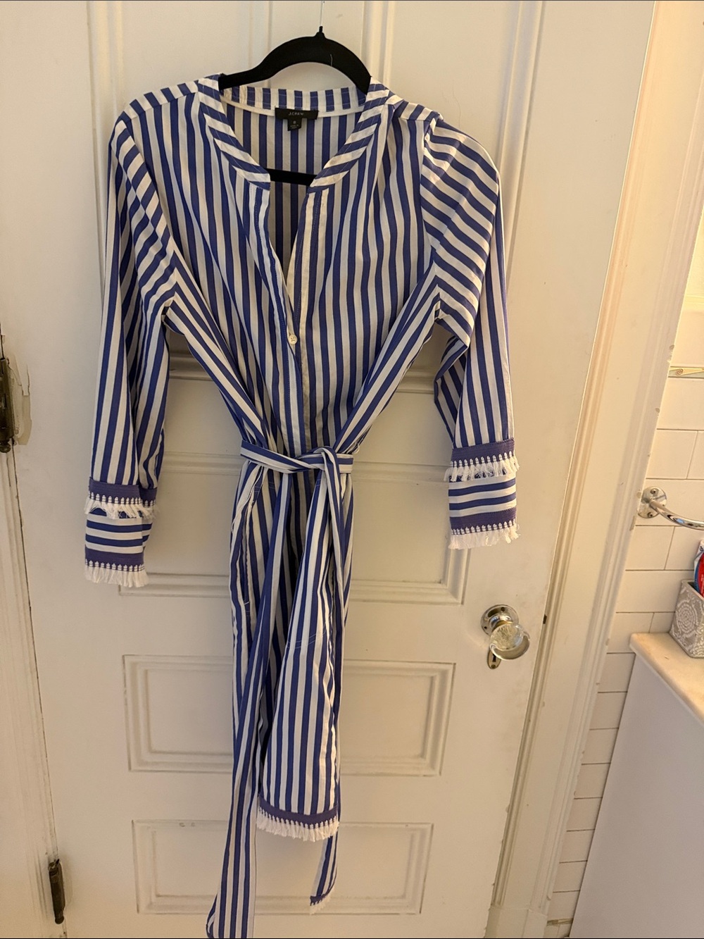 JCREWomen’s Blue & White Striped Tie-Waist Robe